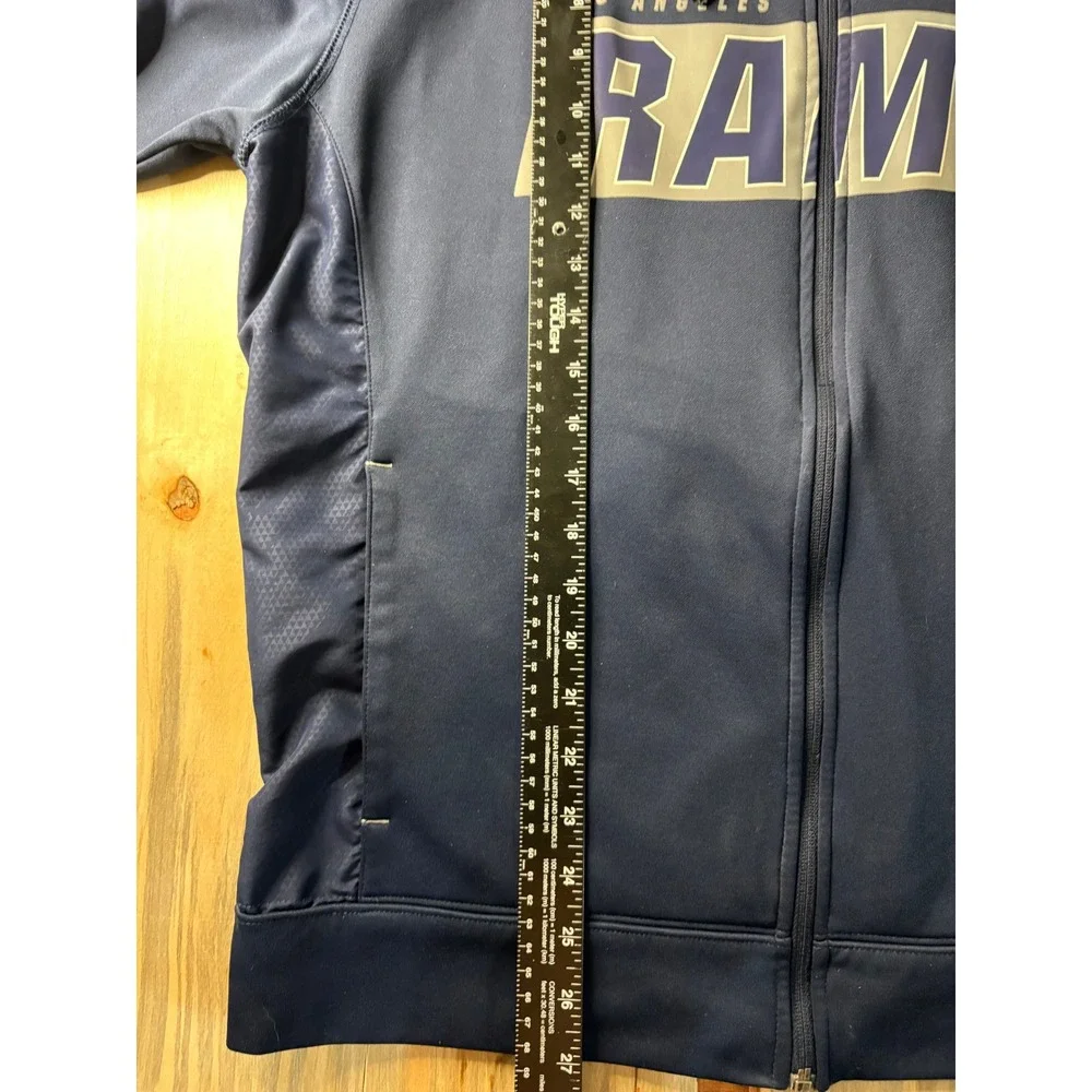 Majestic Los Angeles Rams Full Zip Hoodie Mens Large Navy Blue Therma Base Jacke